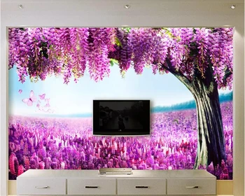 

beibehang wallpaper for walls in rolls Stylish romantic lavender wisteria flower wallpaper kids room wallpaper background wall