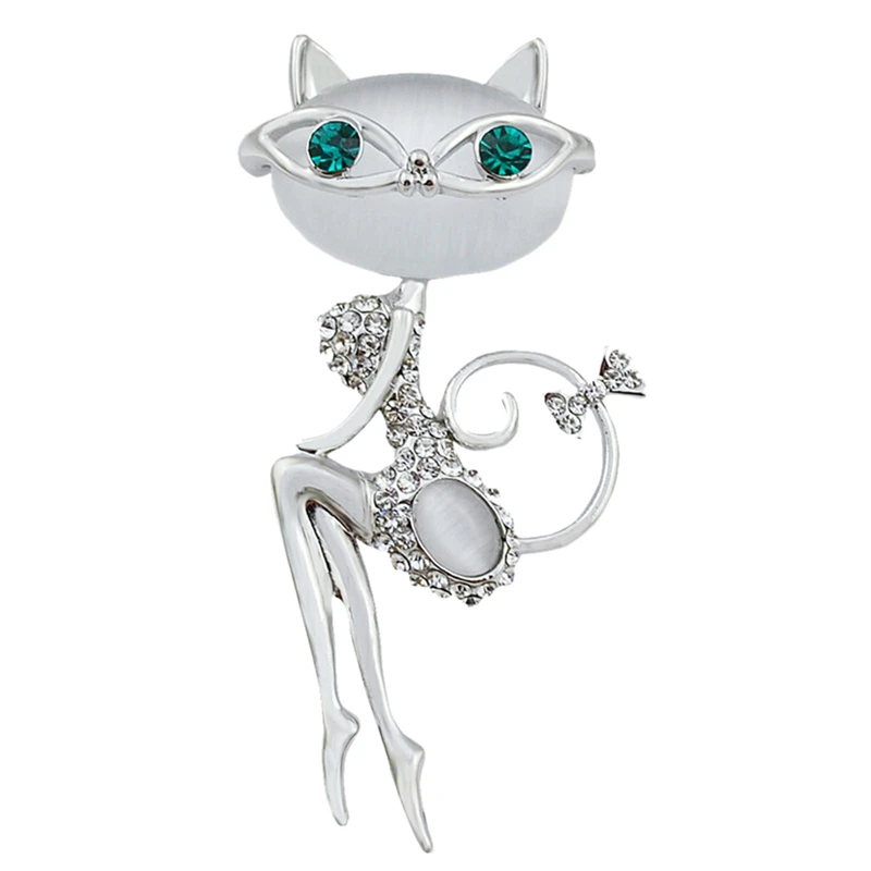 

Opal And Rhinestone Wear Sunglasses Cat Brooches For Women Cute Sexy Cat Pins And Brooches Wedding Accessories