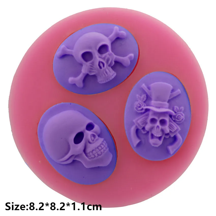 Palksky 3D Skeleton Skull Silicone Fondant Mold Clay Mold