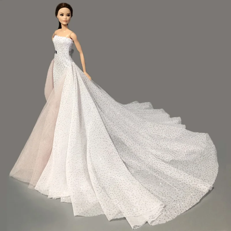 Белое модное свадебное платье для куклы Барби, большие вечерние платья, вечерние платья, наряды 1/6, аксессуары для кукол