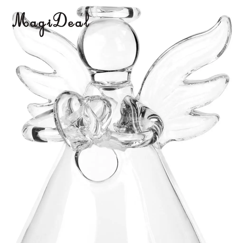 MagiDeal Handmade Angel Clear Glass Wall Hanging Vase Bottle for Plant Flower Bedroom Living Room Office Home Decor Friends Gift