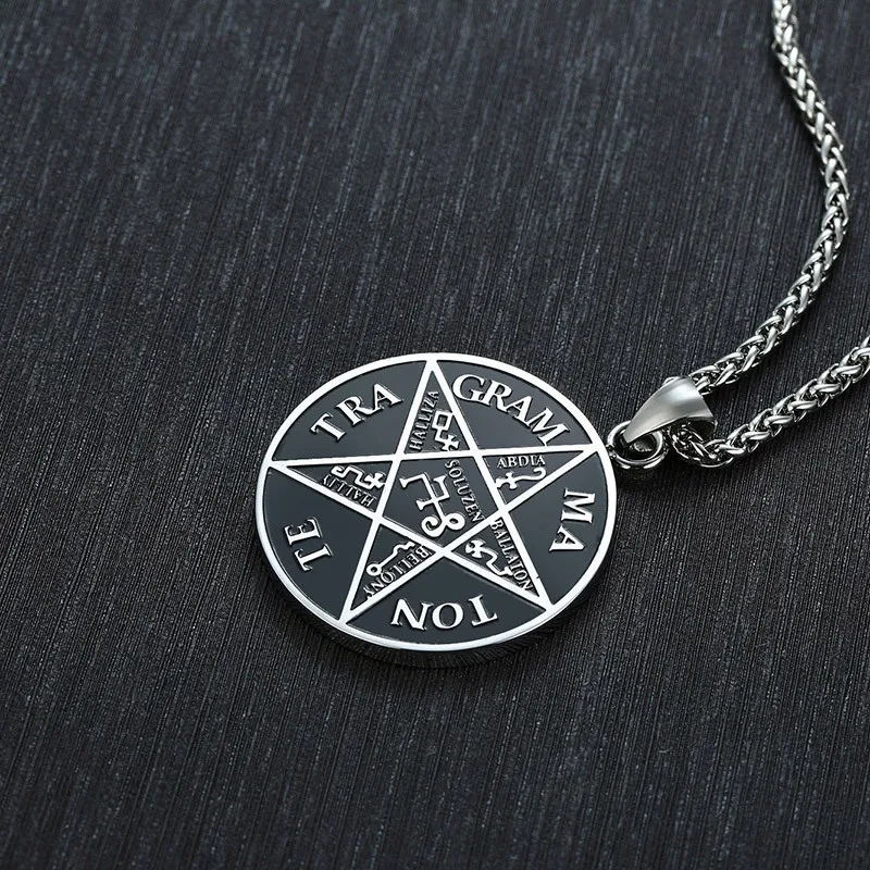 Подвеска в виде пентаграммы Tetragrammaton мужское ожерелье медальон окисленное