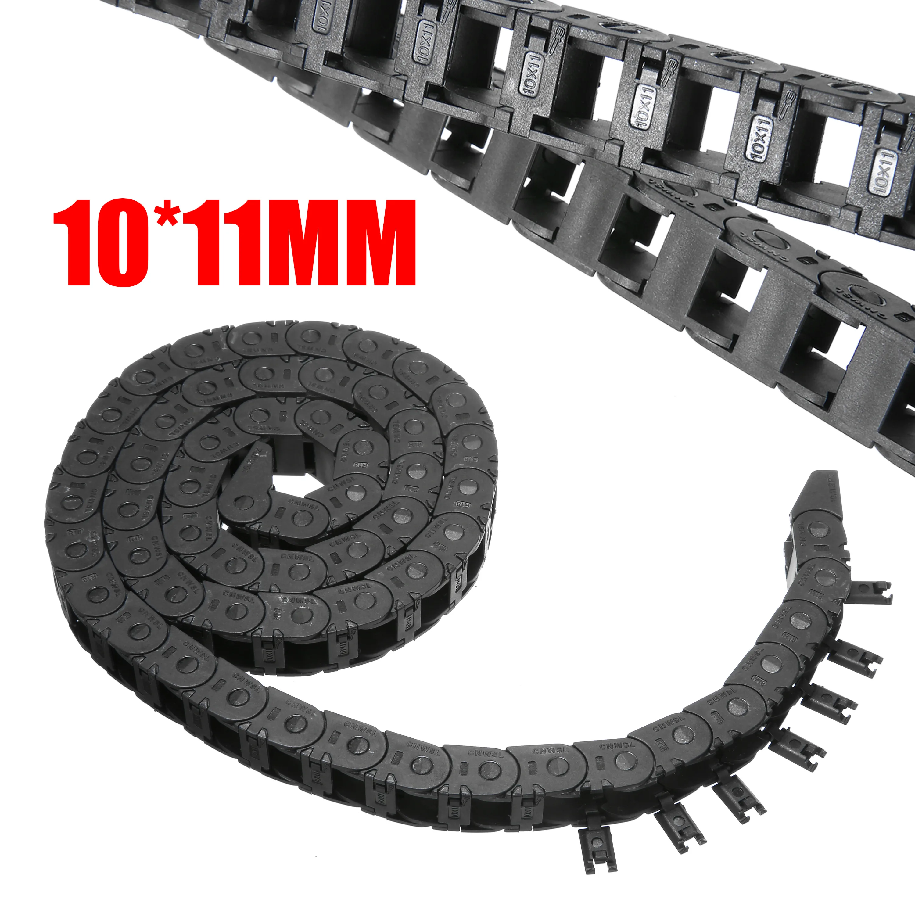1m Long Nylon Drag Chain 10*11mm Bridge Type Mini Energy Transmission Chain CNC Machine 3D Printer Tank Chain Black