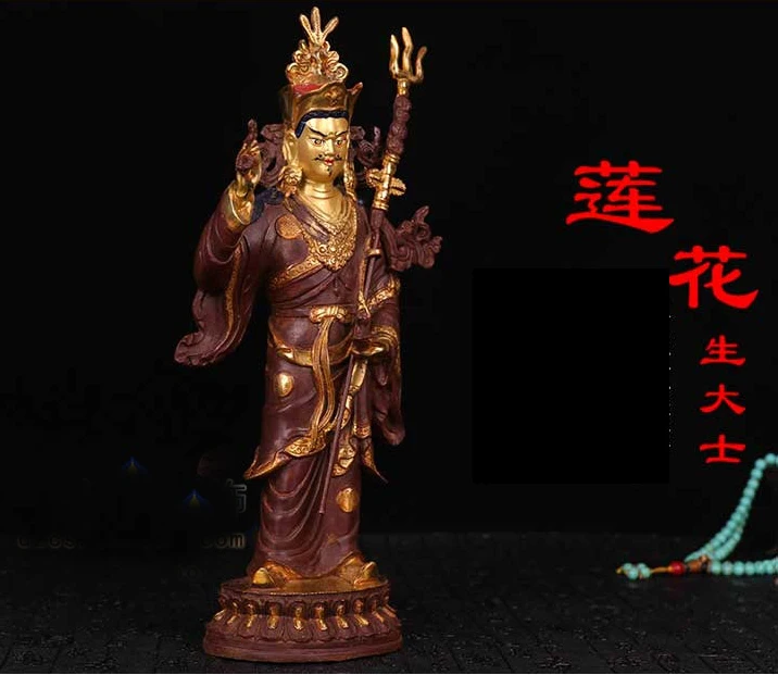 US $166.25 35cm tall GOOD Buddhist disciple efficacious Protection Guru Rinpoche Padmasambhava Goldplated brass Buddha statue