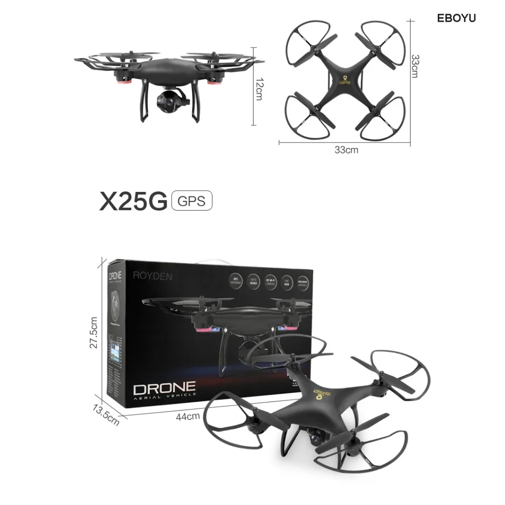 EBOYU LH-X25GWF двойной gps FPV 2,4G 4CH RC Квадрокоптер Дрон с Follow me 720P HD камера Wifi Безголовый режим RC Дрон RTF