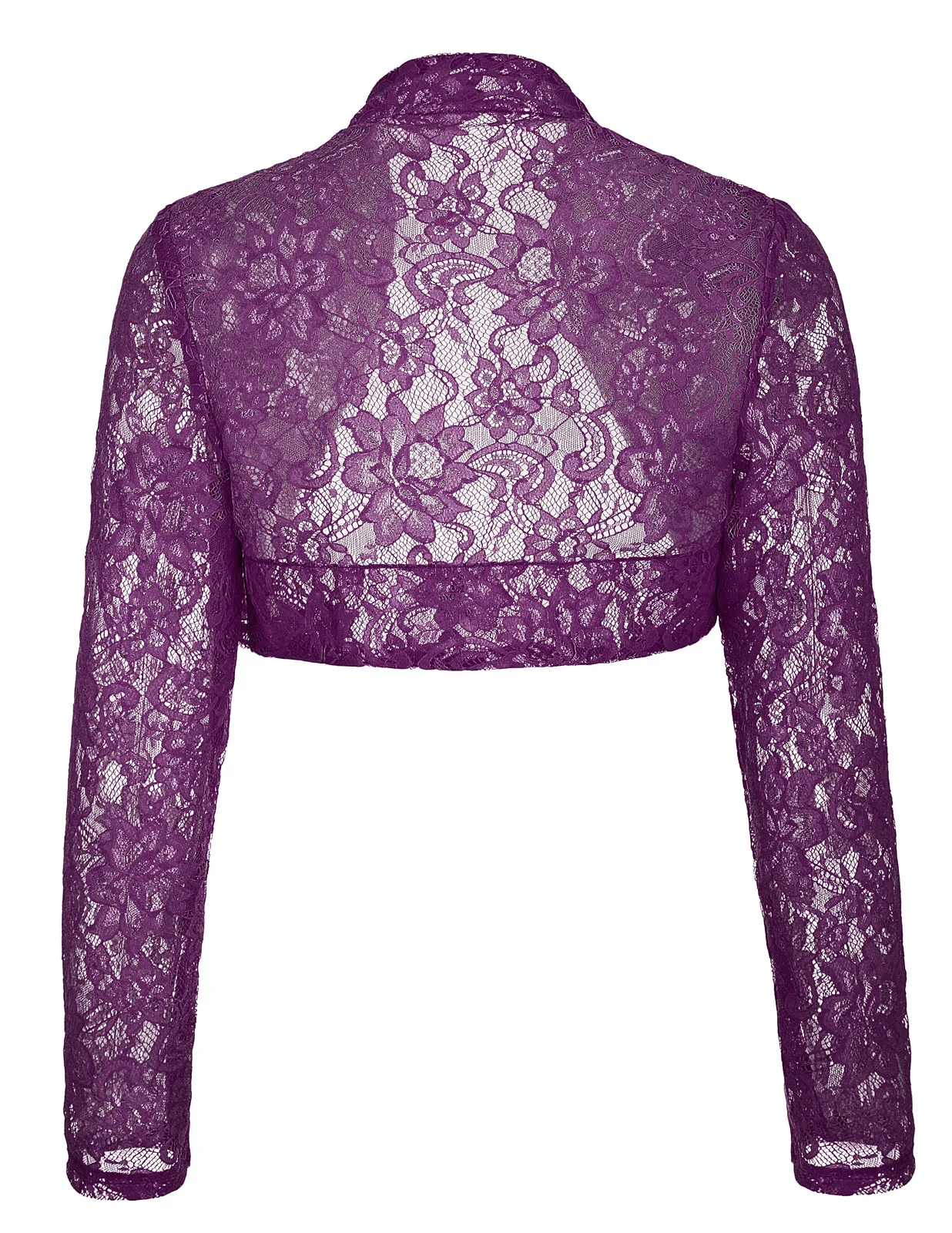 Purple Модное винтажное Женское пальто, кружевные женские Топы с длинным рукавом, укороченное Болеро - Цвет: Purple