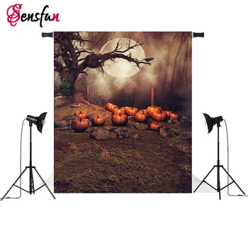 

Vinyl Photography Backdrop Night Moon Pumpkin Halloween Party Photo Background for Photo Studio Photocall 5x7ft