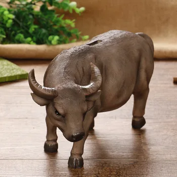 

Resin Figurine Cow Feng Shui Vintage Home Decor Articles Vivid Figurine Craft Piggy Bank Gift For Home Decoration Accessories