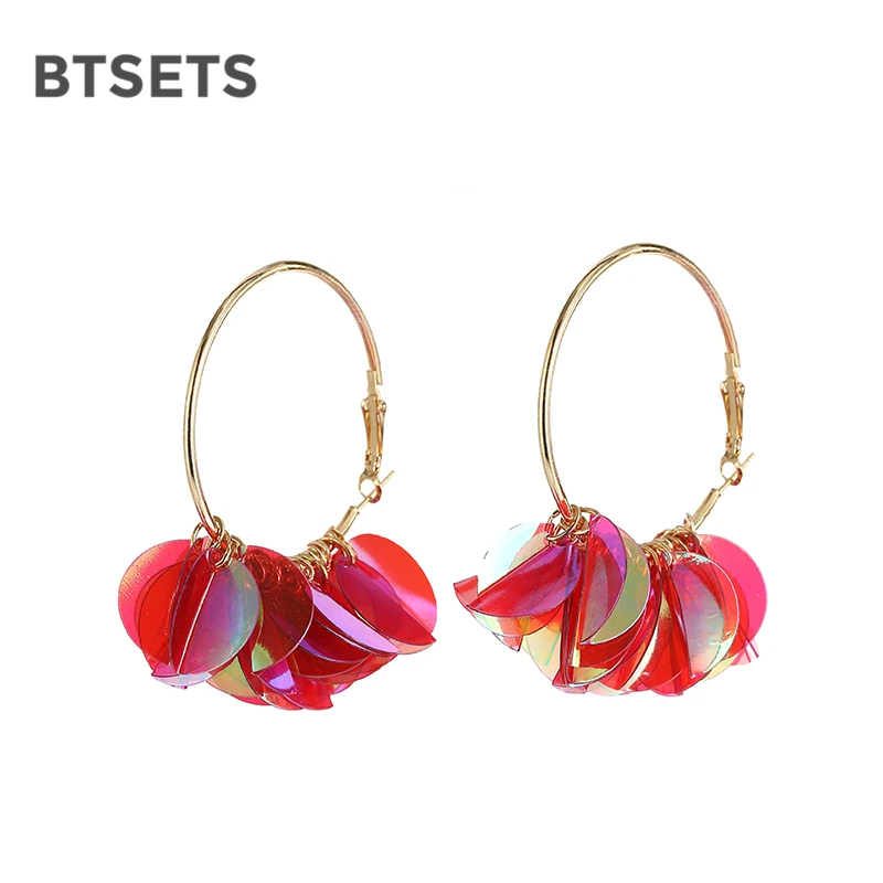 

BTSETS Fashion Women Hoop Earrings 5 Colors Bohemian Wedding Small Circle Round Earrings Summer Style Statement Earring Jewelry