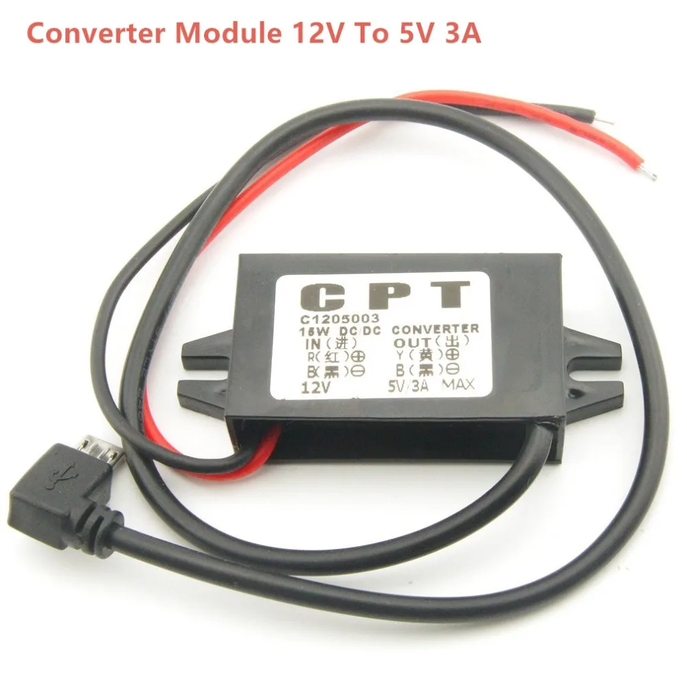 

Car Charger DC Voltage Power Regulator Converter Module 12V To 5V 3A with Waterproof Housing