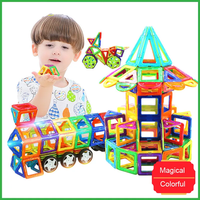 

Size Big 71-149pcs 3d Diy Constructor Building Blocks Magnetic Designer Square Triangle Enlighten Bricks Toys For Children
