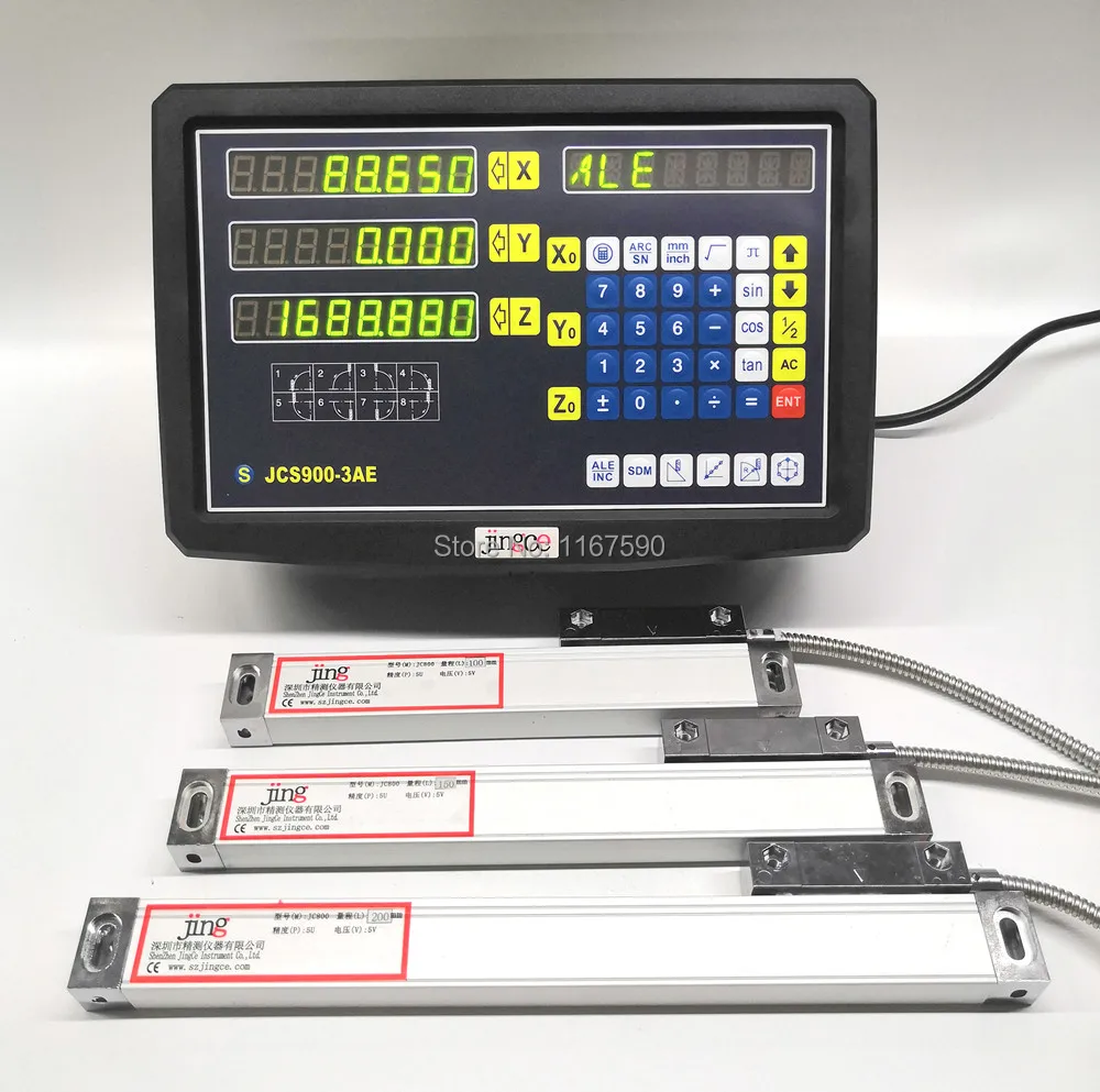 EU USA 3 Axis digital readout with linear scale 100 1020mm 5um Res