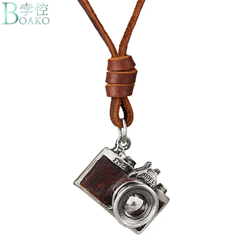 

BOAKO Vintage men Women camera pendant travel necklace photo picture record tool lovers fashion jewelry gift
