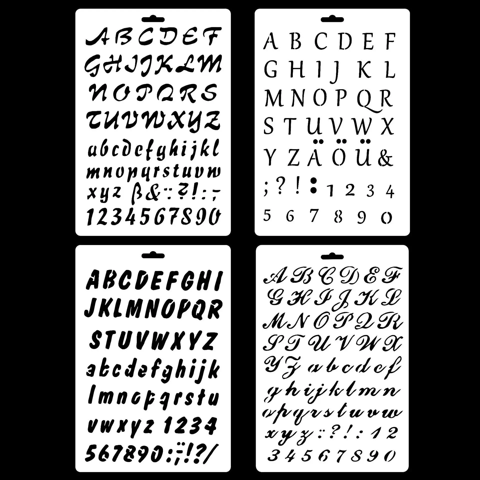 

New 4Pcs/Set A4 Alphabet English Letters DIY Layering Stencils Painting Scrapbook Coloring Embossing Album Decorative Template