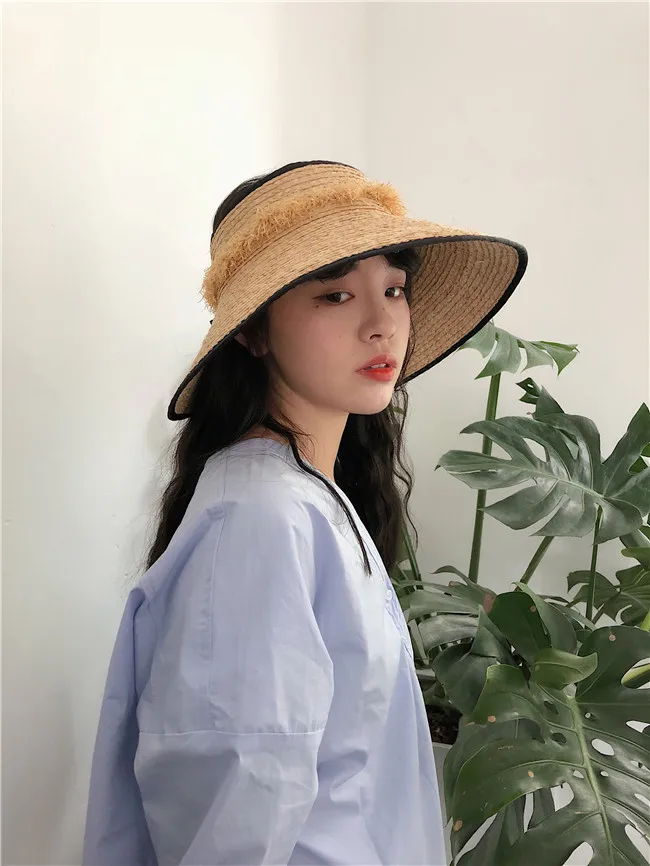  Sun hat summer hat for women beach hat ladies straw  raffia hat sun visor hat women sun visor straw raffia sun visor caps (10)