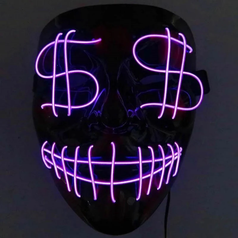 Хэллоуин EL маска очищающие маски выбор тушь для ресниц костюм DJ вечерние светильник маски Светящиеся в темноте 10 цветов для выбора