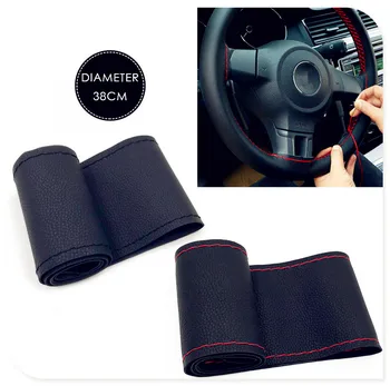 

38CM Steering Wheel Covers Leather braid for Renault Nepta Altica Zoe Sand-up Volkswagen vw Phaeton 6.0 MK7 Golf 7 FIAT Uno
