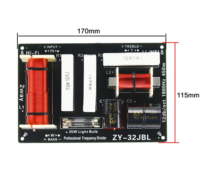 GHXAMP 450W Динамик s кроссовер 1,8 кГц твитер бас 2 Way делитель 4-8Ohm двухстороннее этап Динамик специальный делитель частоты 1 шт