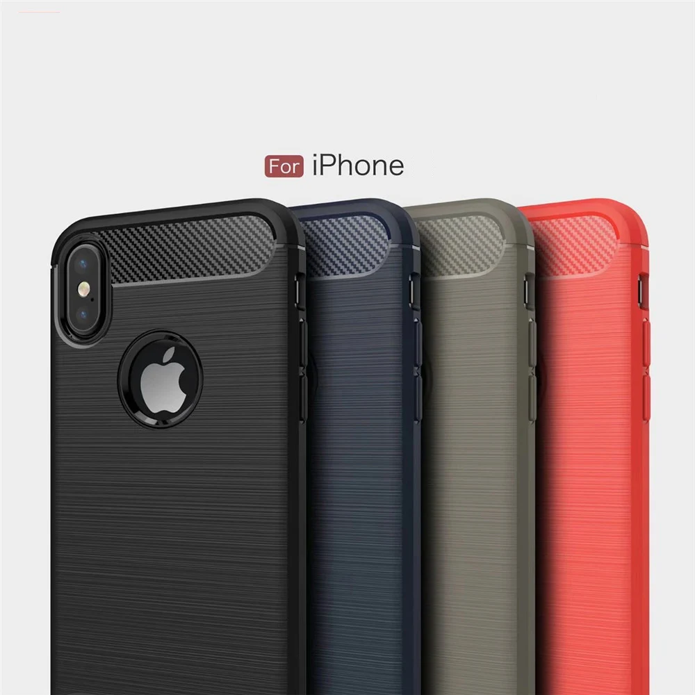 5.8" For Iphone X Case iphoneX Cover Carbon Fiber Brushed TPU Silicone Back Bag Funda apple Accessories phone shell |
