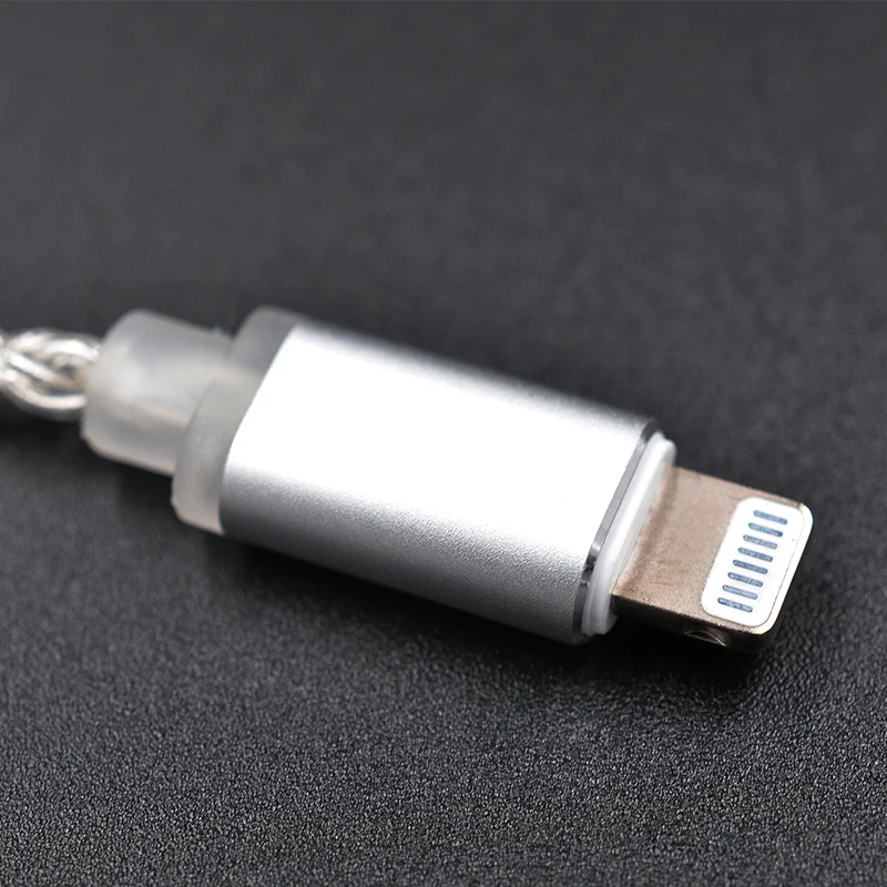 Кабель KZ Lightning 2PIN 0,75 мм/MMCX посеребренный обновленный кабель для наушников для мобильных телефонов iPhone для ZS10 AS10 BA10 ZS6 ZS06 SE215