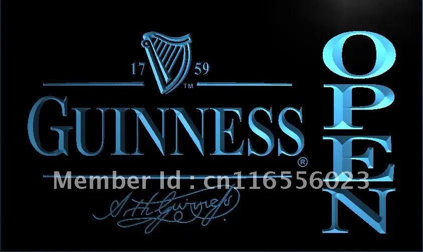 LA038-пиво Guinness открытый бар светодиодный неоновый светильник знак для домашнего