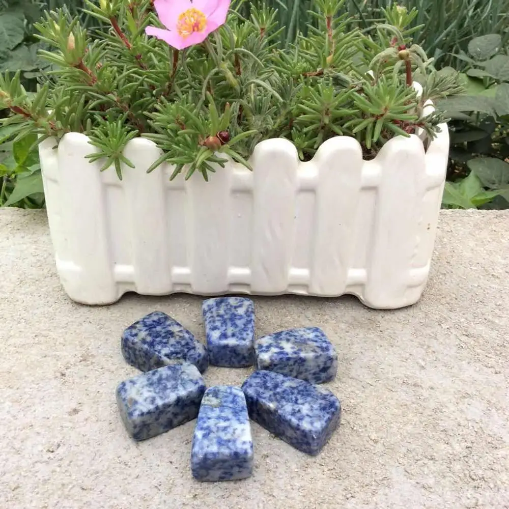 

6pcs tempting pure natural blue spot Crystal gemstone palmstones unartificial chakra lovely stone as parlor ornament