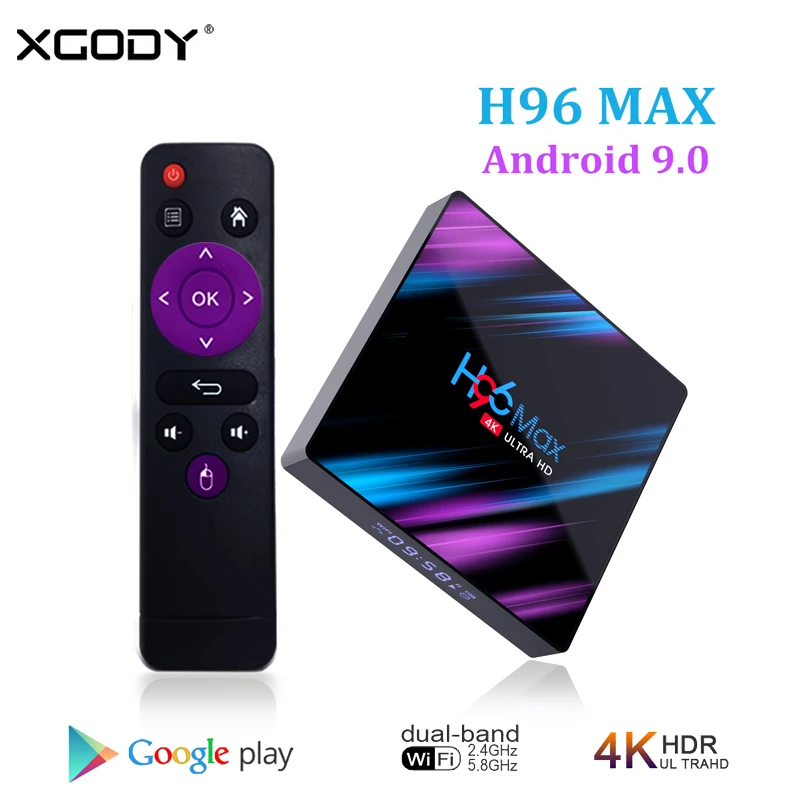 Смарт ТВ приставка XGODY H96 Max Android 9 0 4 ГБ 32 ГБ/64 Гб Rockchip RK3318 H96max 4K USB 3 двухдиапазонный