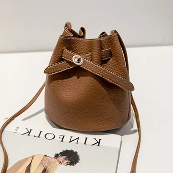 

Fashion Korean Leather Bucket Shoulder Bags Women Casual Small Crossbody Bag Harajuku Messenger Bags Cute Solid Bolsas Feminina