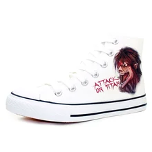 Обувь титана для мужчин; парусиновая обувь; Eren Ackerman; повседневная обувь для косплея; ручная роспись; высокие кроссовки для подростков