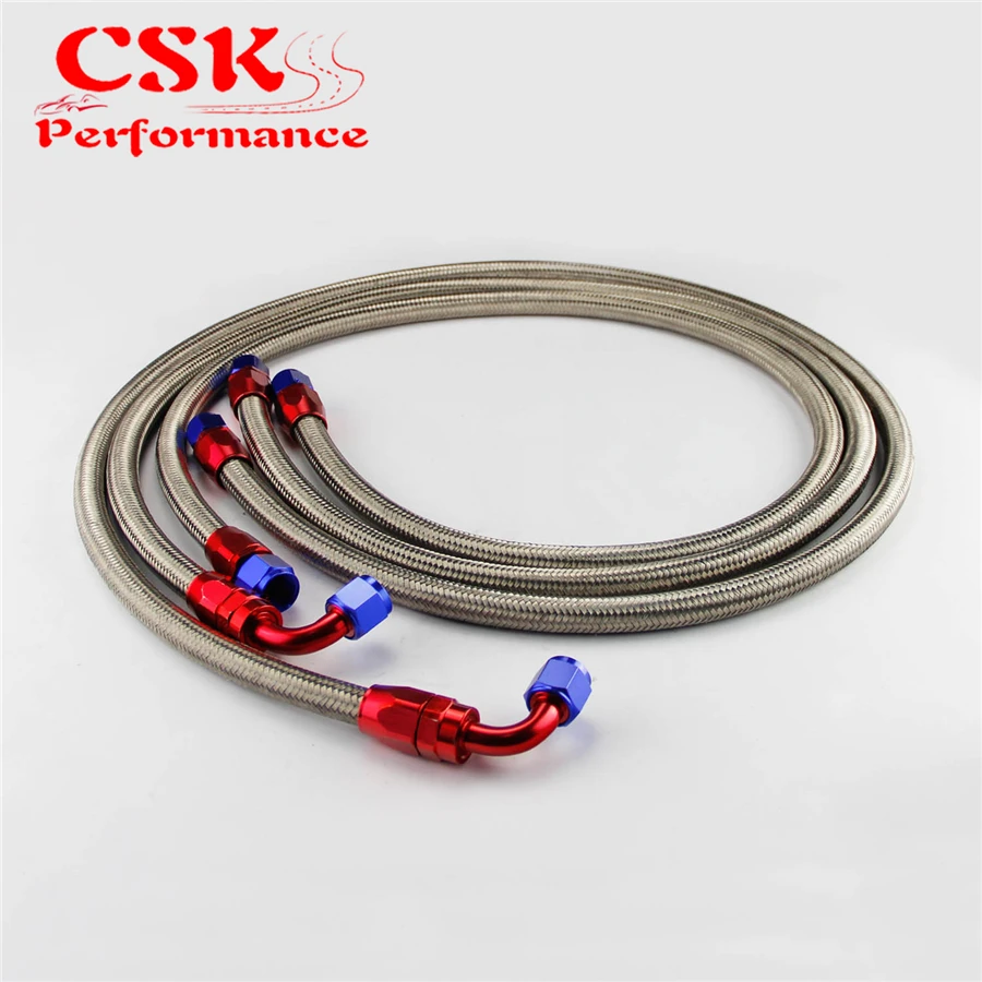 3Pcs 10AN Stainess Steel Braided Oil Fuel Line Oil Cooler Filter