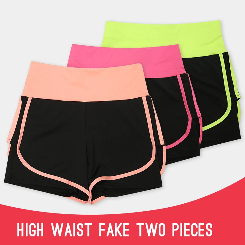 

YANSHINI 2018 Women Sport Running Shorts Elastic High Waist Women Quick Dry Fitness Shorts Plus Size XXL Female Yoga Short Pants