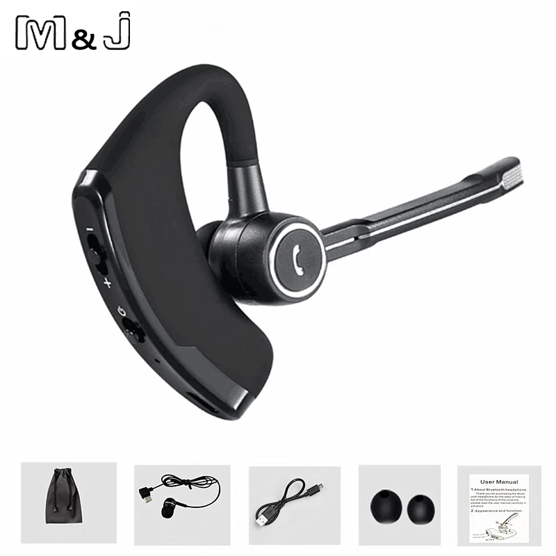 M J V8s Voice Control Business Bluetooth Headset Handsfree Wireless font b Headphones b font For