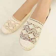 Free shipping new women casual flat shoes fashion slip on round toe loafers lace cut outs straw hemp rope canvas shoes