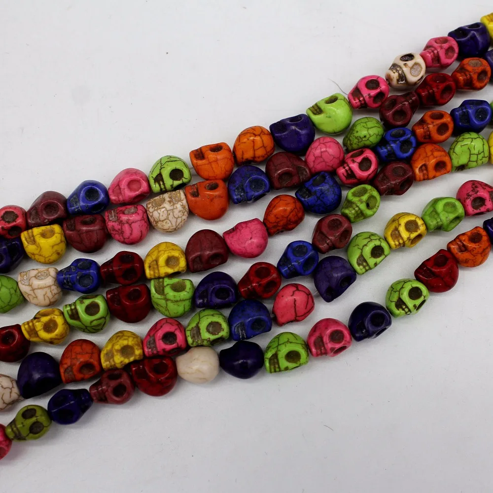 

Fctory Price 10x12mm Carved Turquoises Skull Beads 16" Strand Blue White Black Red Green Coffee Multi Yellow diy