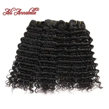 ALI ANNABELLE HAIR Deep Wave Malaysian Hair Weave 4 Bundles 8-28Inch Hair Extensions 100% Remy Human Hair Bundles Natural Color