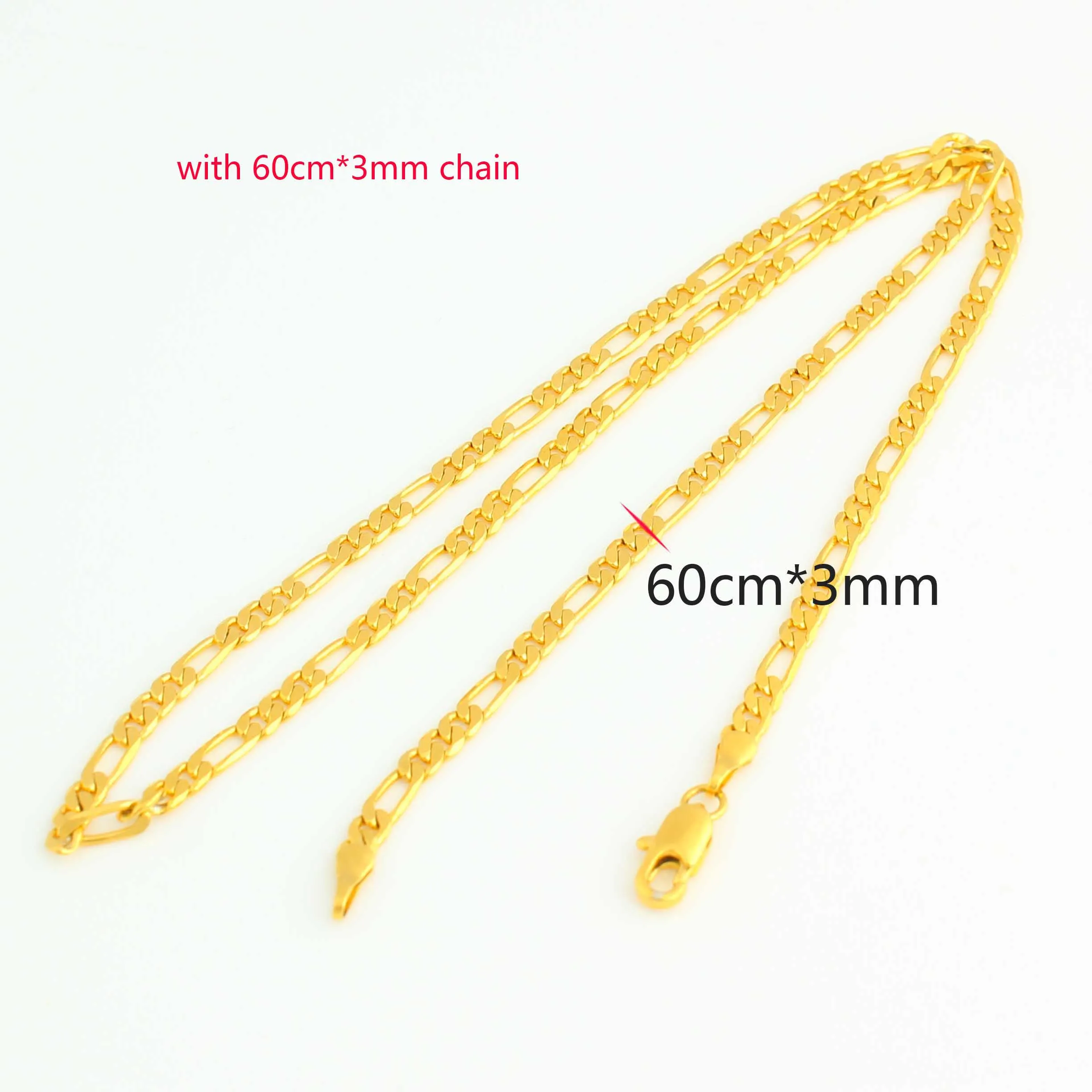 with 60cmX3mm chain Adixyn серьги/ожерелье/кулон/Кольцо/шпилька/Hairchain набор украшений для женщин золотой цвет/медь эфиопские свадебные подарки N030515 - Окраска металла: with 60cmX3mm chain