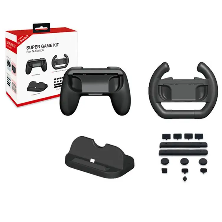 Super Game Accessories kit Dust-proof Rubber Plugs Charger Stand Steering Racing Wheel Controller Grip For Nintendo Switch