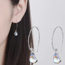 Moda moonstone pedra brincos 925 brincos de prata esterlina para as mulheres bonito novo coreano feminino orelha jóias oorbellen