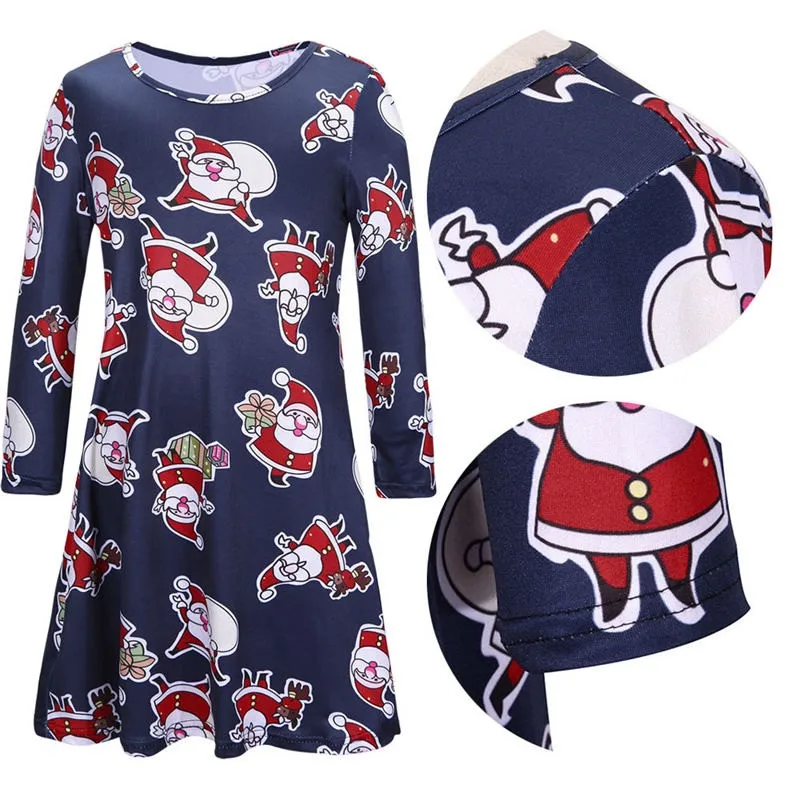 Осень-зима Рождество платья для мамы и дочки Navidad с длинными рукавами Семейные комплекты пижамы Для женщин Обувь для девочек платье