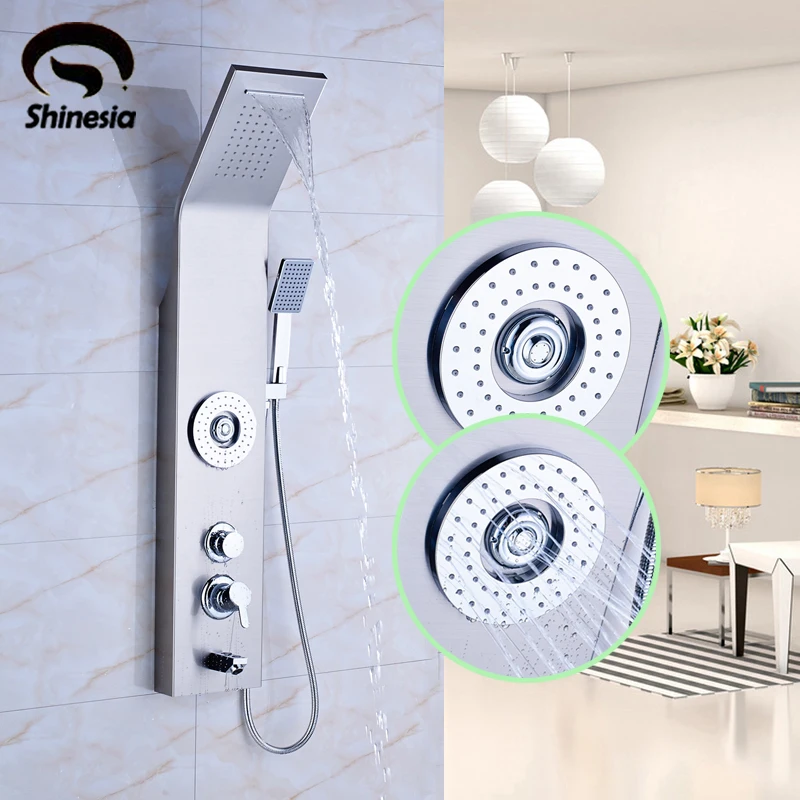 Nickel Brushed Bathroom Shower Faucet Massage Jet Shower Panel Single