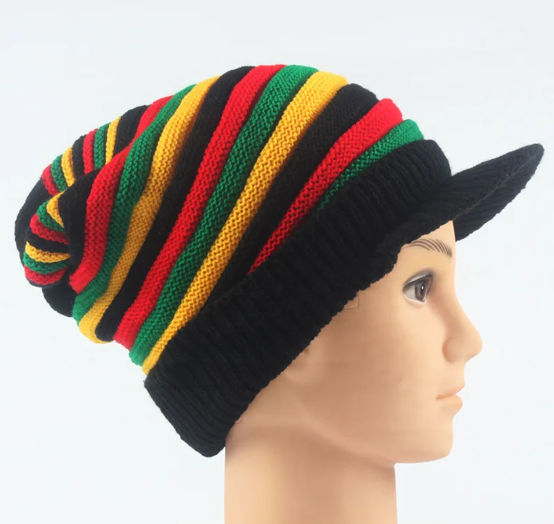 Разноцветная облегающая шапочка Bob Marley Jamaica Rasta теплые шапки и кепки Winter|Мужская