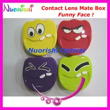 ; набор из 10 шт. смешное лицо дизайн контейнер для контактных линз с зеркалом C520 сумка для объектива коробка