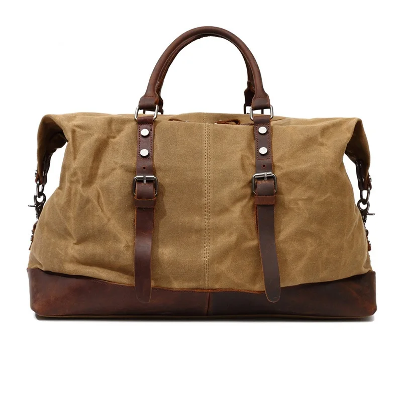 Details About Canvas Leather Travel Duffle Bag Large Capacity Weekend Men Hand Luggage