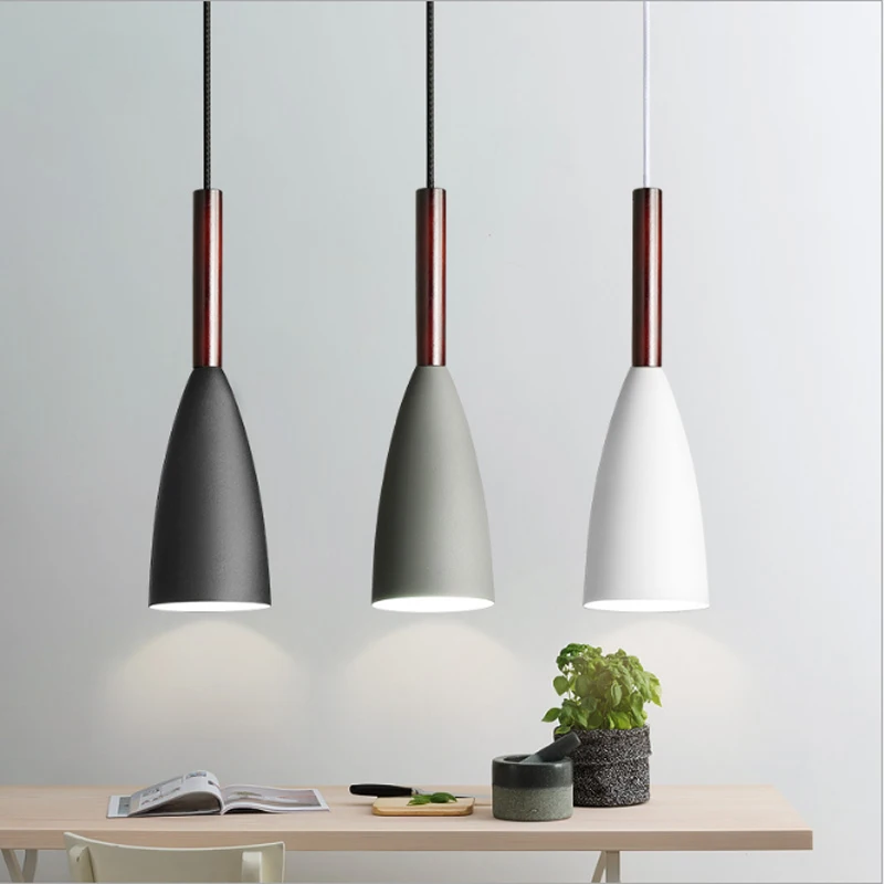 

Nordic white wood pendant light Dining Room Suspension Luminaire LED Pendant Lamp Wood Lamp For bar Home Lighting Hanging Lamps