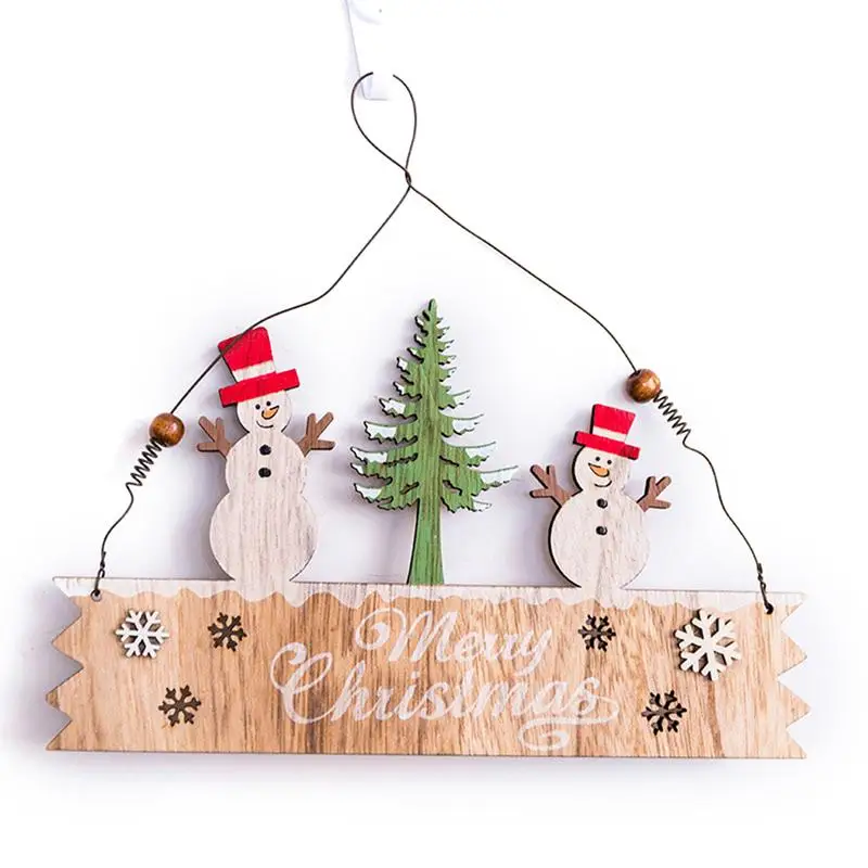 Рождественский деревянный кулон в форме дверцы креативный подвесной Санта-Клаус снеговик лося в форме деревянного кулона украшения окна комнаты - Цвет: B