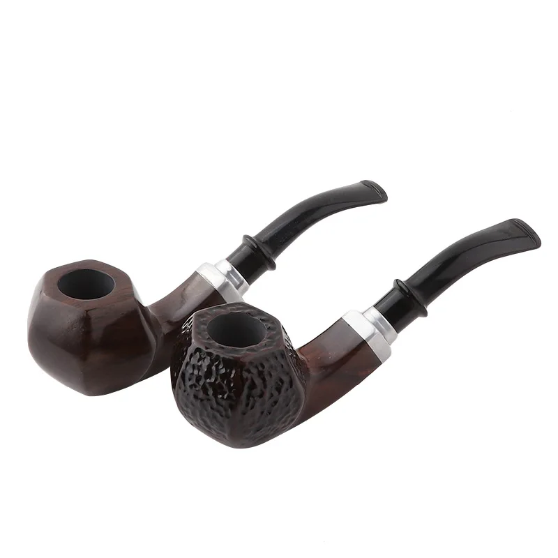 

15CM Ebony Wood Smoking Pipe LuxuryTobacco Pipe Wood Pipe Classic Handmade Bent Pipes Gift Cigarette Cigar Tube