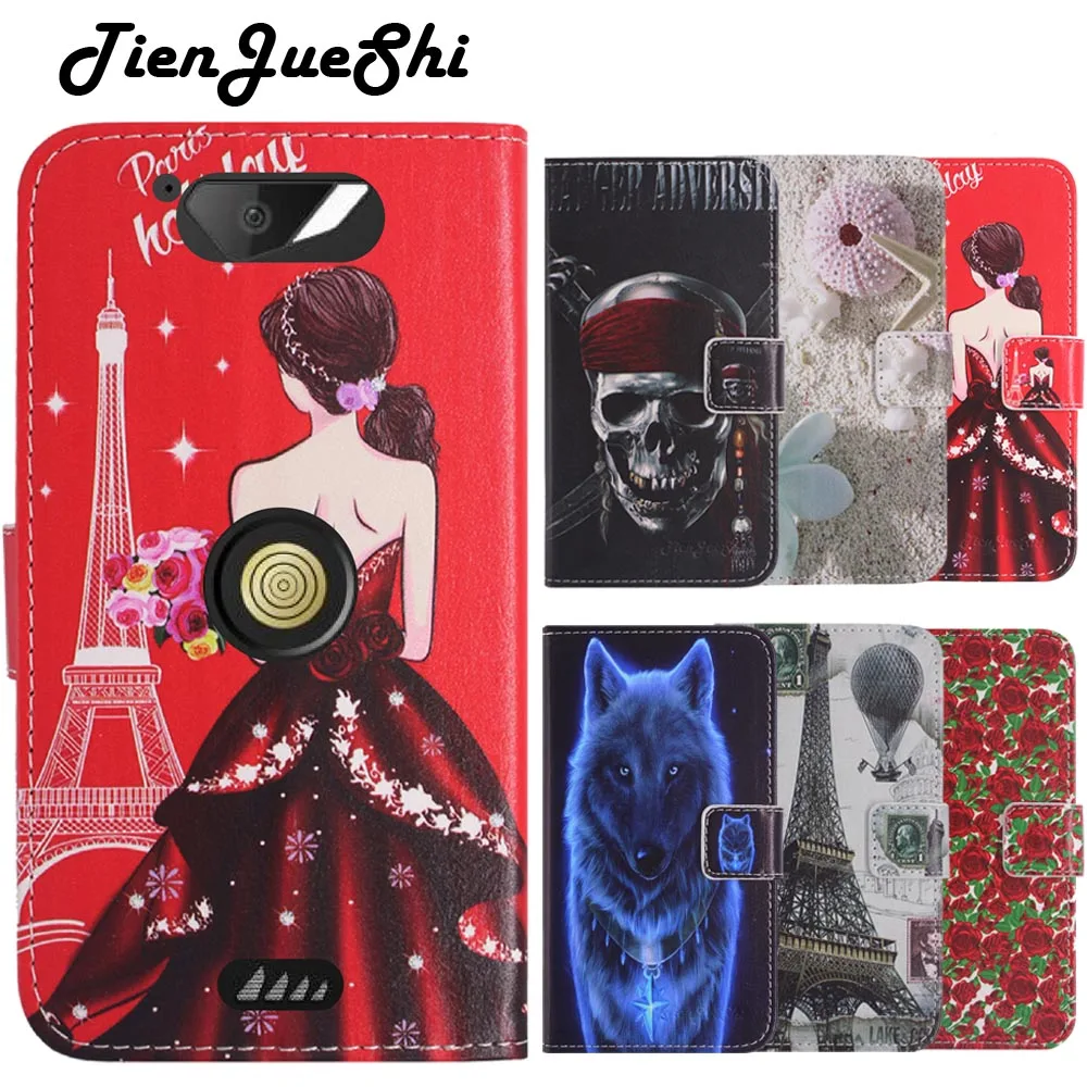 

TienJueShi Fashion Flip Book Design Protect Leather Cover Shell Wallet Etui Skin Case For Crosscall action x3 5 inch