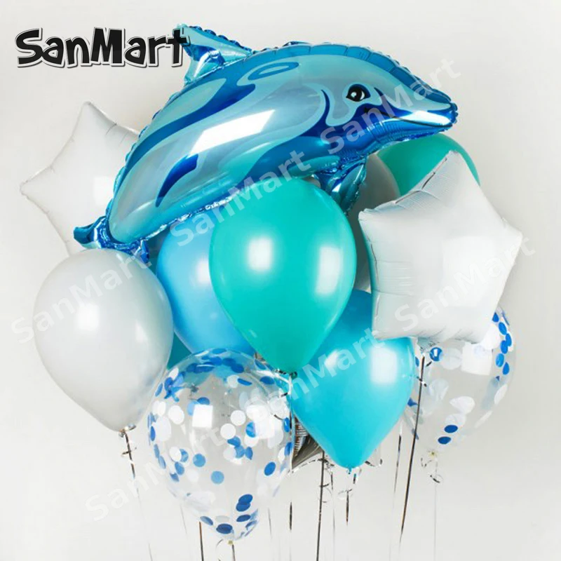 Круглые воздушные шары в виде дельфина с конфетти 10 шт.|foil balloons round|foil confettifoil balloon