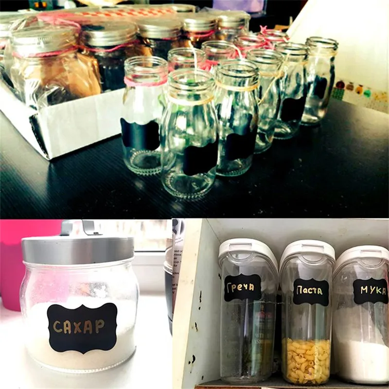 

8Pcs/Set PVC Blackboard Sticker Kitchen Craft Stickers for Jar Organizer Can Labels Chalkboard Home Decor JSX