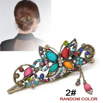 

New Fashion Crystal Rhinestones Hairpin Hair Clip Headwear Barrettes For Women Vintage Butterfly Flower Hair Accessories